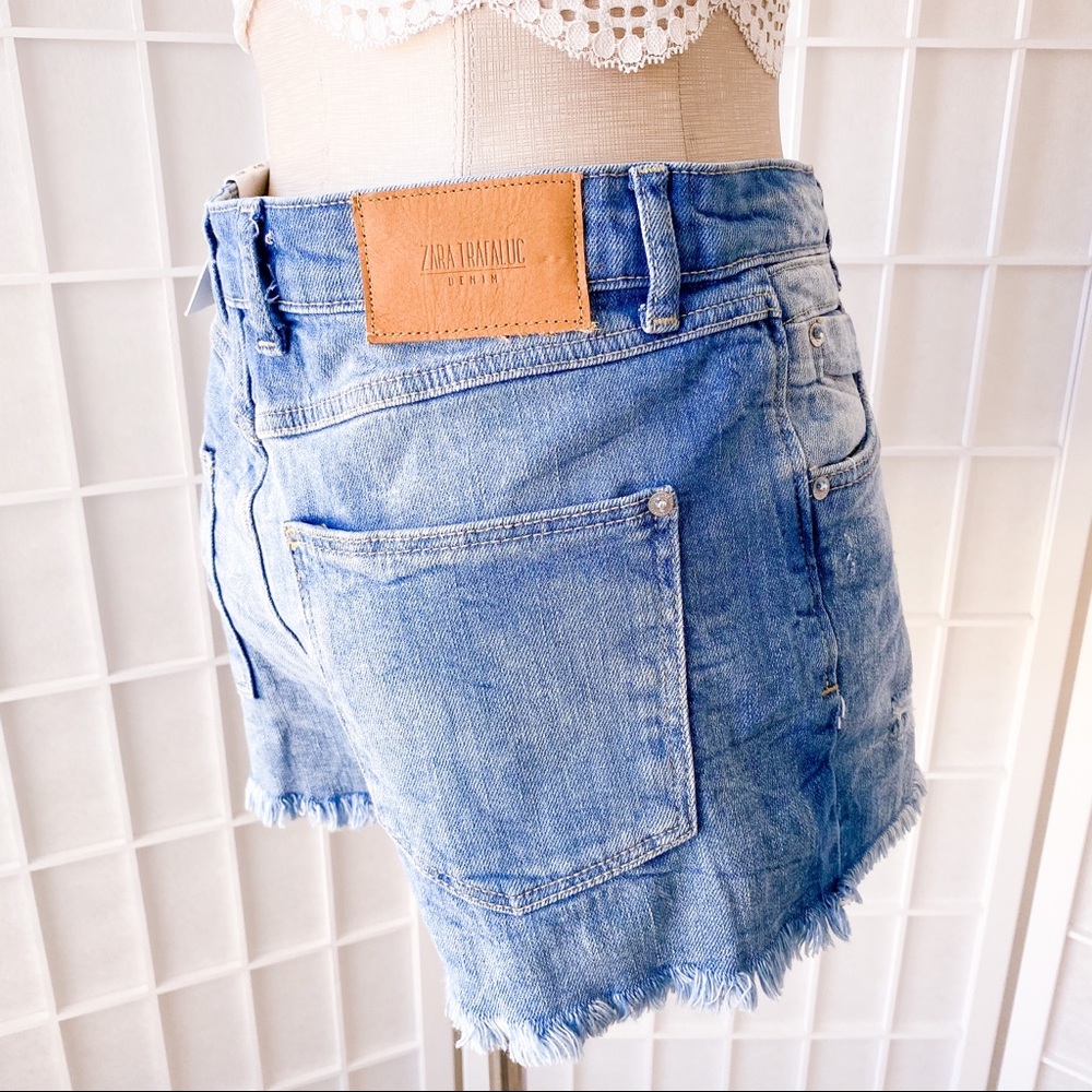 ZARA TRF DENIM High Rise Cutoff Shorts - Picture 7 of 10